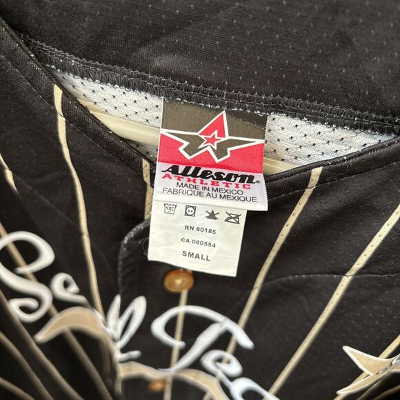 Don Alleson Athletic Baseball Jersey Black Striped Seal Team 27 Buttons S - Picture 2 of 11